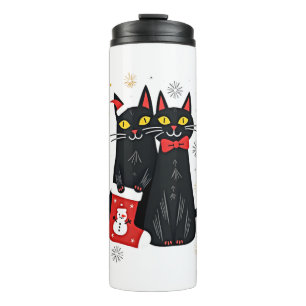 Retro-Weihnachten Katzen 50er 60er Weihnachten (2) Thermosbecher