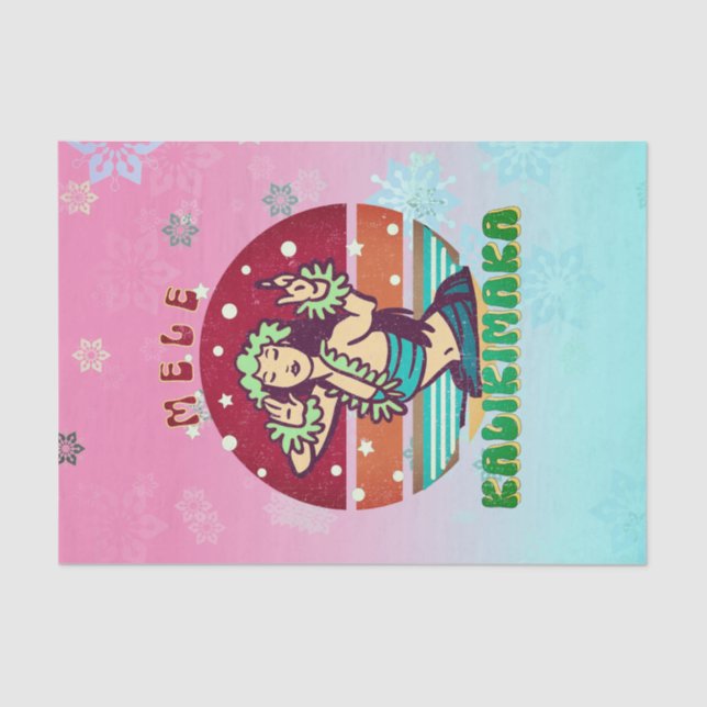 Retro Weihnachten, Mele Kalikimaka Hula Dancer Seidenpapier (Vorderseite)