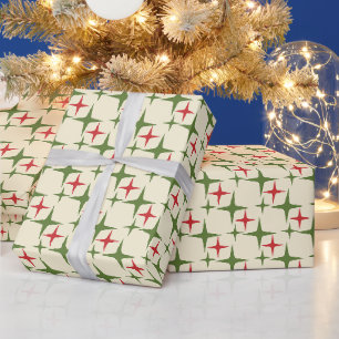 Retro-Weihnachten Mid Century Modern Atomic Stars Geschenkpapier