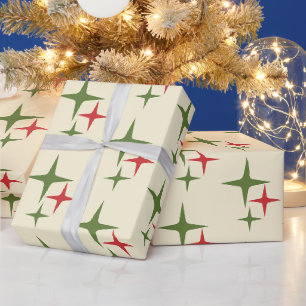 Retro-Weihnachten Mid Century Modern Atomic Stars Geschenkpapier