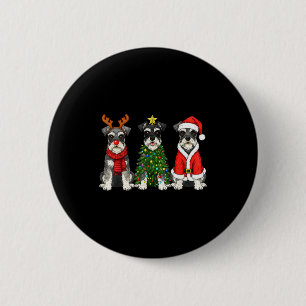 Retro-Weihnachten Miniaturschnauzer Weihnachtsmann Button