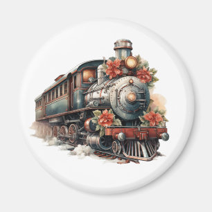 Retro-Weihnachten mit Dampflok Magnet