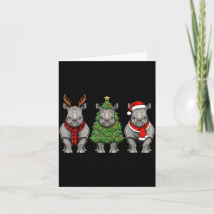 Retro-Weihnachten-Nashorn-Santa-Rentier-Safari-Tie Karte