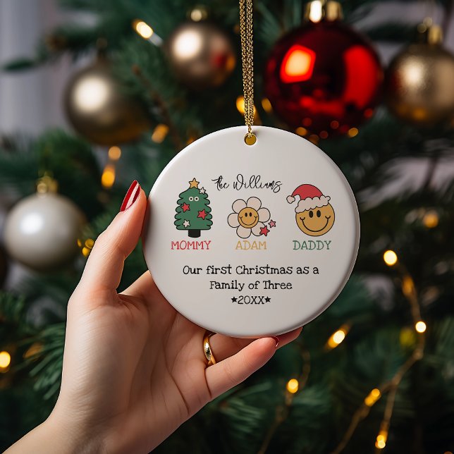 Retro Weihnachten Niedliches Personalisiertes Foto Keramik Ornament (Von Creator hochgeladen)