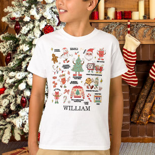 Retro-Weihnachten Nostalgischer Grün-Roter Jungen T-Shirt