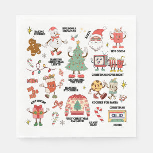 Retro-Weihnachten Nostalgisches Grün und Rot Serviette