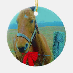 retro Weihnachten Pferd Keramikornament