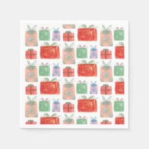 Retro Weihnachten präsentiert Illustration Napkins Serviette