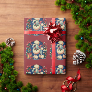 Retro-Weihnachten-Pudel Vintage 1950er Jahre Feier Geschenkpapier