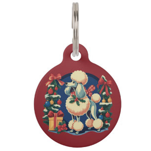 Retro-Weihnachten-Pudel Vintage 1950er Jahre Feier Haustiermarke