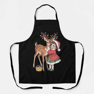 Retro-Weihnachten-Rentiere und Mädchen Weihnachten Schürze