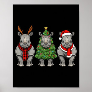 Retro-Weihnachten Rhino Santa Rentier Safari-Tier Poster