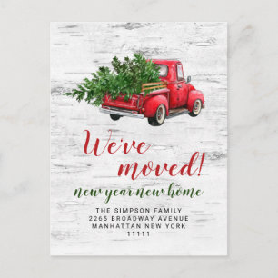 Retro-Weihnachten roter Bauernhof-LKW-Bewegungsank Postkarte