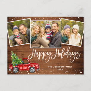Retro-Weihnachten Rotes Lastwagen 3 FOTO Gruß Feie Postkarte