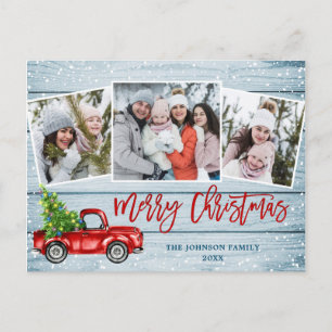 Retro-Weihnachten Rotes Lastwagen 3 FOTO Gruß Feie Postkarte