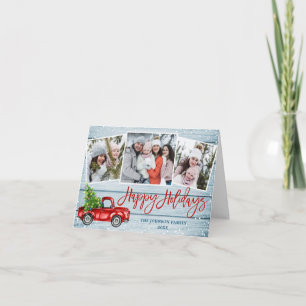 Retro-Weihnachten Rotes Lastwagen 3 FOTO Gruß Urla Karte