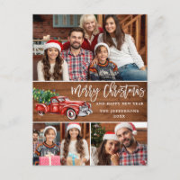Retro-Weihnachten Rotes Lastwagen Rustikal 3 FOTO 