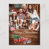 Retro-Weihnachten Rotes Lastwagen Rustikal 4 FOTO