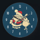Retro Weihnachten Sankt und sein Ren-Freund Große Wanduhr<br><div class="desc">Festliches Weihnachten Sankt getan in der Retro Art. Weihnachtsmann und eins seiner geliebten Rene,  ihre Arme um einander in einer Freund-Pose.</div>