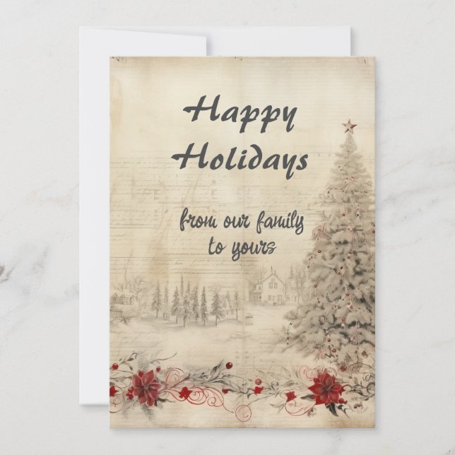 Retro Weihnachten Shabby Chic Schneeszene (Vorderseite)