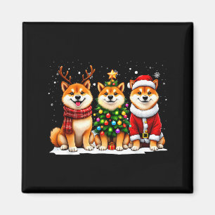 Retro-Weihnachten Shiba Inu Santa Rentier Hundelie Magnet