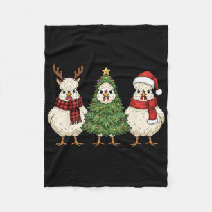 Retro-Weihnachten Silkie-Huhn Santa-Rentier-Farm Fleecedecke