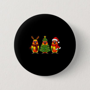 Retro-Weihnachten Sonnenconure-Papagei Weihnachtsm Button
