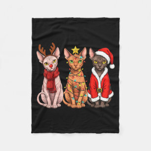 Retro-Weihnachten Sphynx-Katze Santa Rentier  Fleecedecke