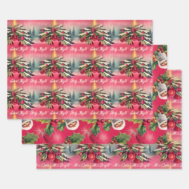 Retro Weihnachten Stille Nacht Geschenkpapier Set (Set)