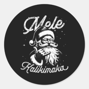Retro Weihnachten Surf, Mele Kalikimaka Santa Shak Runder Aufkleber