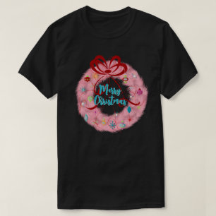 Retro-Weihnachten Teal-Kranz T-Shirt