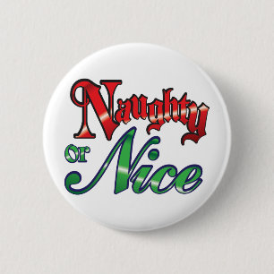 Retro-Weihnachten, Unartige oder Brave Rote Grüne  Button