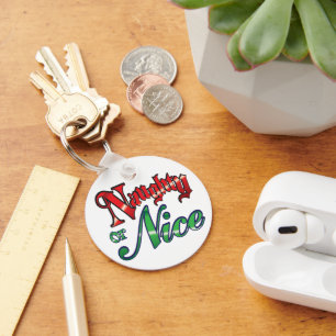 Retro-Weihnachten, Unartige oder Brave Rote Grüne Schlüsselanhänger
