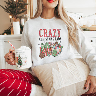 Retro-Weihnachten Verrückte Weihnachtsfrau Sweatshirt