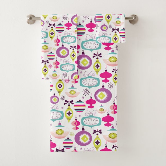 Retro Weihnachten verziert Muster-Feiertag Badhandtuch Set (Insitu)