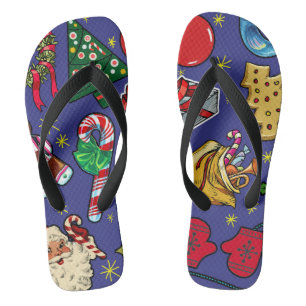 Retro Weihnachten Vintag farbenfroh blau grün Flip Flops