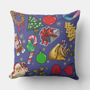 Retro Weihnachten Vintag farbenfroh blau grün Kissen