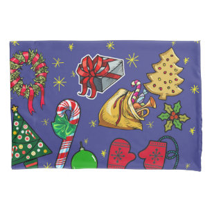 Retro Weihnachten Vintag farbenfroh blau grün Kissenbezug