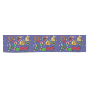 Retro Weihnachten Vintag farbenfroh blau grün Kurzer Tischläufer