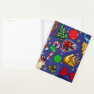 Retro Weihnachten Vintag farbenfroh blau grün Planer