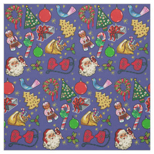 Retro Weihnachten Vintag farbenfroh blau grün Stoff