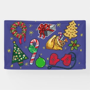 Retro-Weihnachten Vintage Farbige Blau Rot Grün Banner