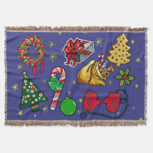 Retro-Weihnachten Vintage Farbige Blau Rot Grün Decke