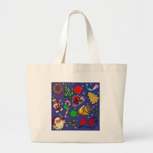 Retro-Weihnachten Vintage Farbige Blau Rot Grün Jumbo Stoffbeutel