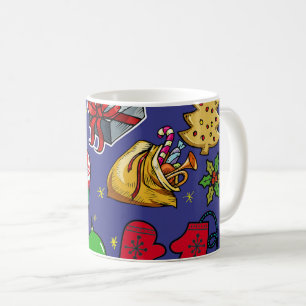 Retro-Weihnachten Vintage Farbige Blau Rot Grün Kaffeetasse