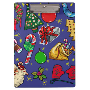 Retro-Weihnachten Vintage Farbige Blau Rot Grün Klemmbrett