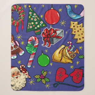 Retro-Weihnachten Vintage Farbige Blau Rot Grün Sherpadecke