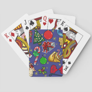 Retro-Weihnachten Vintage Farbige Blau Rot Grün Spielkarten