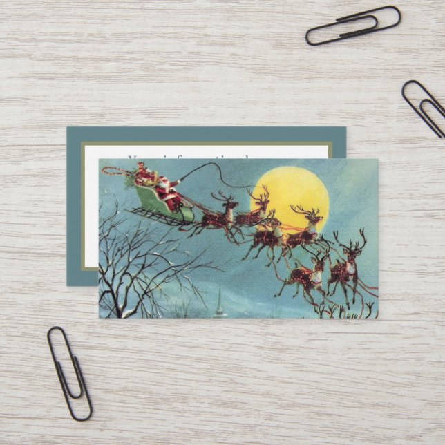 Retro Weihnachten  Visitenkarte (Vorderseite/Rückseite Beispiel)