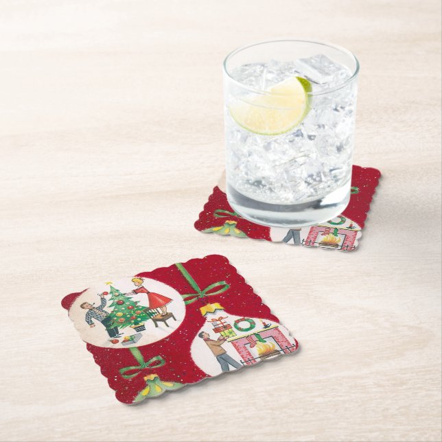 Retro Weihnachten Weihnachten Untersetzer (Vor Ort)